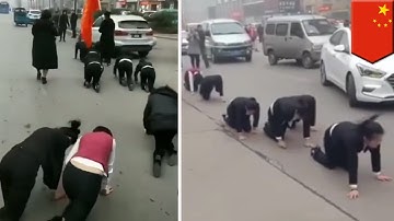 Chinese staff misses sales goals, forced to crawl on street - TomoNews