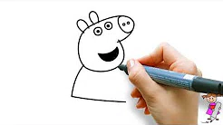 怎样画粉红猪小妹佩佩猪 How to draw Peppa pig 【粉红猪小妹简笔画】