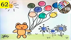 【YB艺术工作室#62】小熊与气球|儿童水彩手指画|儿童拇指画|儿童指印画|创意卡通动物|亲子活动绘画|儿童学习颜色和调色